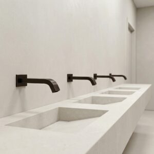 Bronze commercial faucet for low-flow restroom planning