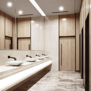 Commercial low-flow faucet integration in institutional restroom projects