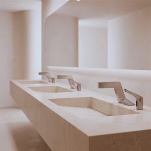 Commercial faucet for low-flow bathroom specification
