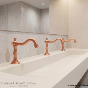 Rose gold commercial faucet for hospitality water-saving restroom design