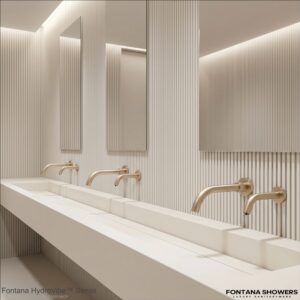 Chrome low-flow faucet for commercial restroom design