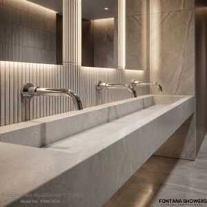 Chrome low-flow commercial faucet for public restrooms