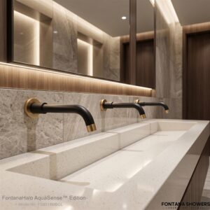 Matte black and gold low-flow commercial faucet