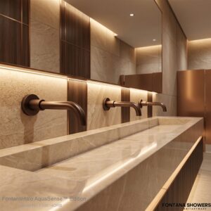 Oil rubbed bronze commercial faucet for low-flow restroom design