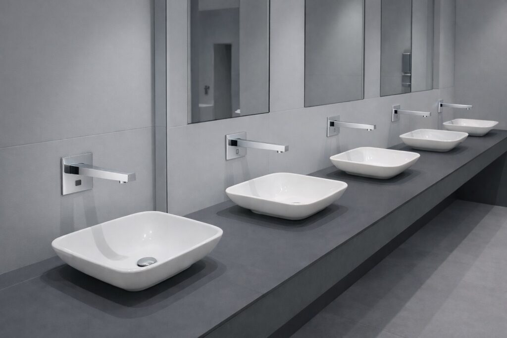 Commercial faucet and sink detail