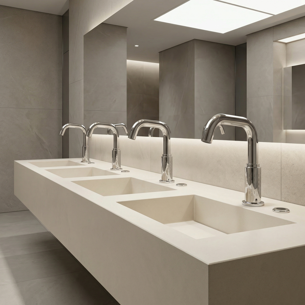 Smart touchless faucet with digital water savings display